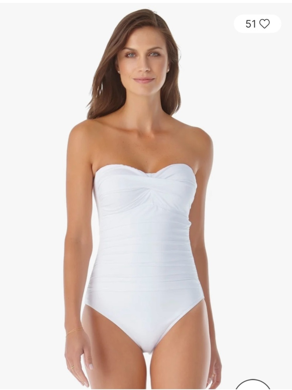 Anne Cole White Strapless Ruched One-Piece Swimsuit
